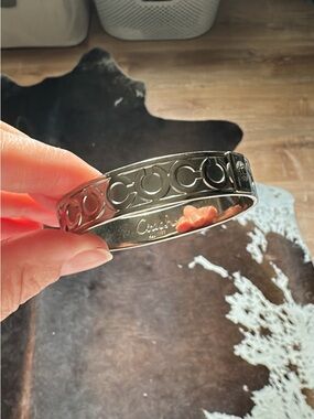 Vintage Coach Silver Logo Cutout Bangle Bracelet